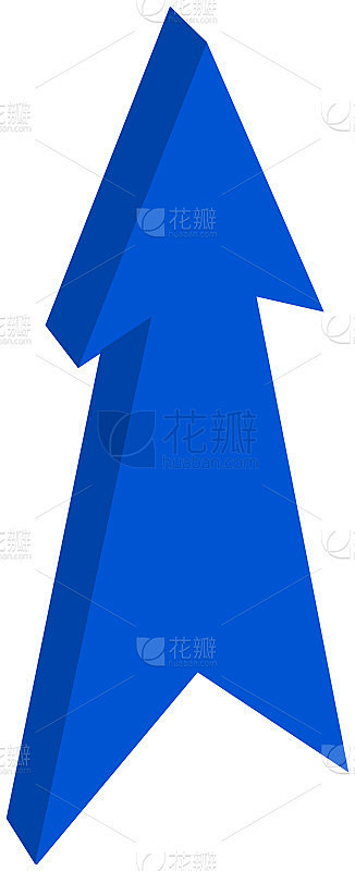 蓝色箭头指向- 3D插图