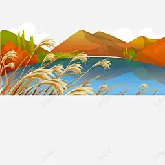 金秋远山与湖波高清素材 设计图片 页面网页 平面电商 创意素材 png素材