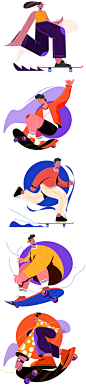 13  人物插画  滑板  街舞  运动插画#采集并且评论 获取源文件#