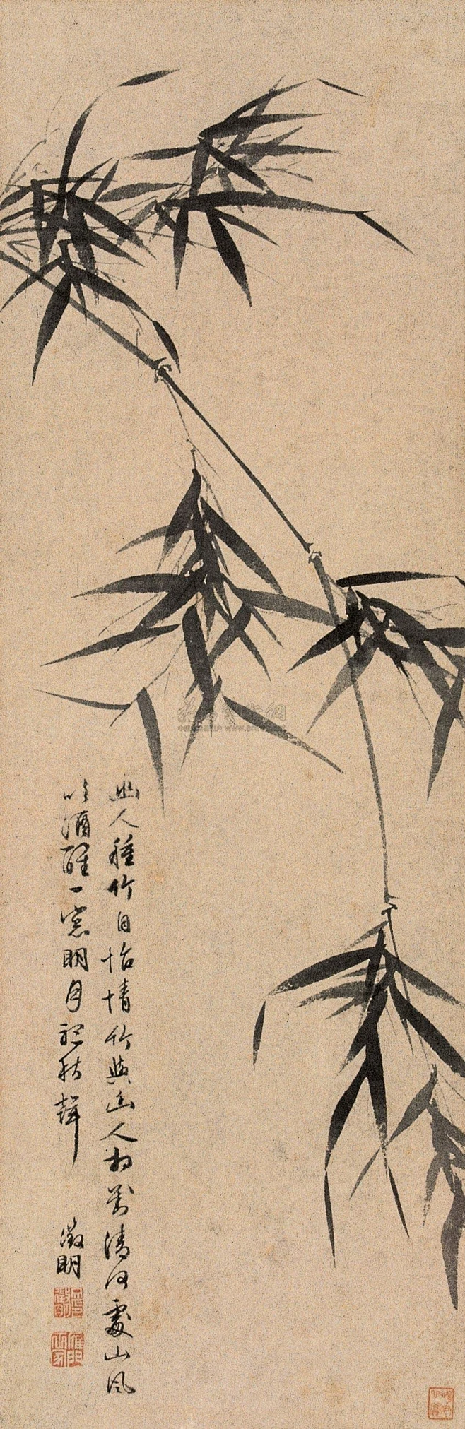 文徵明——《墨竹》【幽人种竹自怡情...】竹 屏轴欣赏 | 明|文徵明(1470-1559)名壁字征明、征仲，号衡山居士，世称“文衡山”，诗文 ...