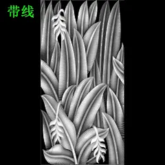 N008精雕图灰度浮雕图雕刻芭蕉系列图库