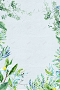 浅蓝色手绘女装绿植叶子背景 免费下载 页面网页 平面电商 创意素材