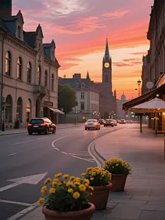 欧洲建筑摄影风格自然风景美景喷泉背景图