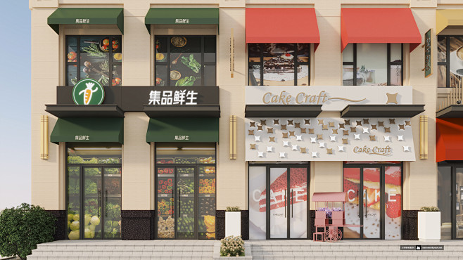 地产商业街 商铺包装 门头 效果图 @wenseen,2021