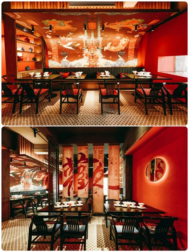 餐饮店设计｜国潮欢颜餐饮店-花瓣网