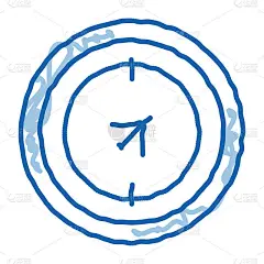 航空导航罗盘涂鸦图标手绘插图