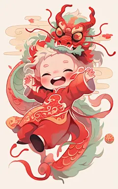 可爱卡通龙宝宝素材图AI图