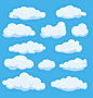 cartoon clouds on blue sky vector image