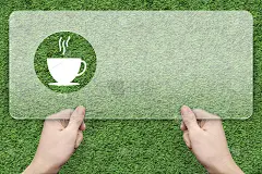 以绿草为背景的茶符号信息框