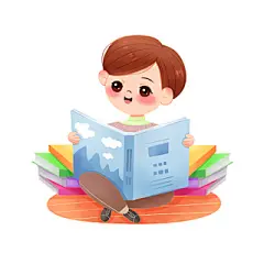 可爱孩童开心读书插画