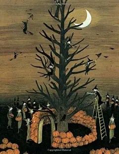 这组女巫插画来自1971年的老绘本《A Woggle of Witches》，作者：Adrienne Adams ​​​​