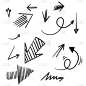 乱画,矢量,手,绘画插图,箭头符号,设计元素,白色背景,背景分离,铅笔,交通箭头标志