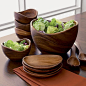 3-Piece Acacia 10" Salad Bowl and Acacia 12" Salad Servers Set in Serving Bowls | Crate and Barrel: 