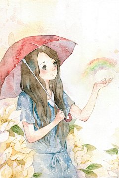 插画手绘 二次元美女 动漫 水彩 水粉画 韩国插画 壁纸