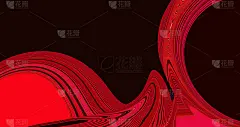 抽象现代暗褐色背景与流体发光霓虹灯明亮的红色波。创新技术的概念。奢华的背景。几何数字壁纸。旋水油墨设