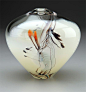Sharon Fujimoto Hand Blown Art Glass Vase: 