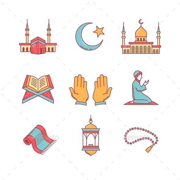 穆斯林伊斯兰教斋月祈祷和卡里姆-抽象的图标Muslim Islam Prayer And Ramadan Kareem - Abstract ...