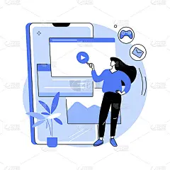 移动内容抽象概念矢量插图。