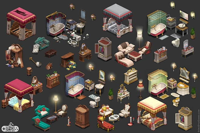 Isometric Interior Sprites - Millionaire Mansion (Homescapes ...
