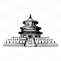 SVG-建筑元素素描贴纸-古建筑