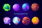 Fantastic space planets for ui galaxy game Free Vector