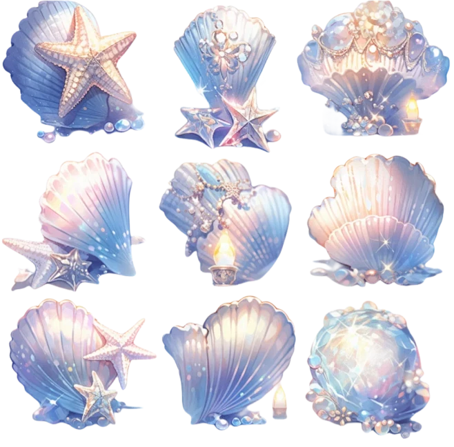 海洋1弹｜贝壳海螺手帐贴纸美工素材