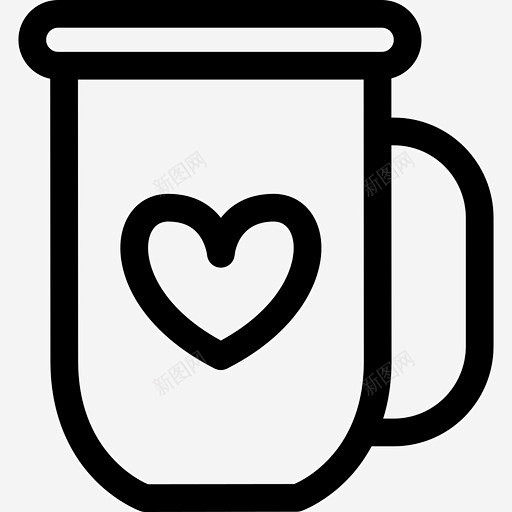 心形咖啡杯咖啡杯直线型图标 平面电商 创...