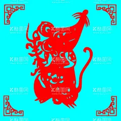老鼠剪纸  - 源文件下载【酷图网】老鼠,动物,可爱,生肖,剪纸,线条,矢量,传统,装饰,窗花,插画,