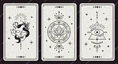 复古手绘神秘塔罗牌魔法符号