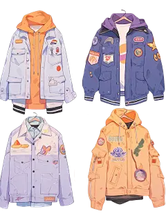 Vol.1男装｜oc外套夹克卫衣手帐插画素材ai
