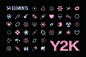 54款复古Y2K抽象艺术几何装饰贴纸图案AI矢量素材 Y2K Metamodern Shapes Set – 图渲拉-高品质设计素材分享平台