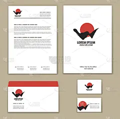 企业形象山和太阳。字母W