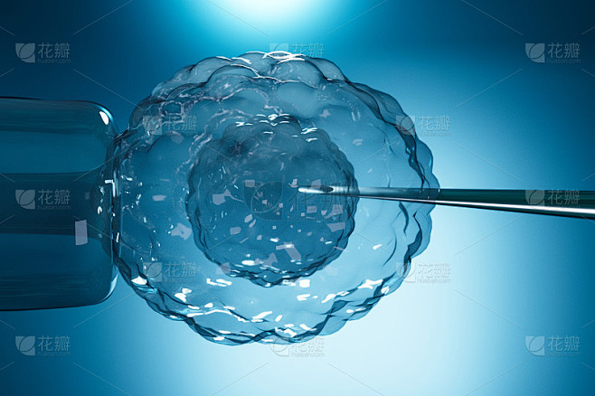 人工授精。体外受精(IVF)的实验室显微镜研究。数码插图。