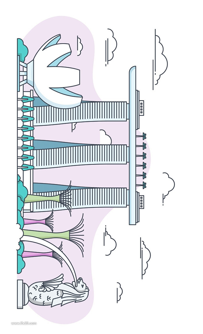 旅游世界城市风景建筑上水名胜插图插画