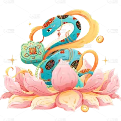 蛇年春节新年过年敦煌风中国风蛇元素素材