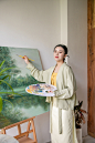 美术培训汉服绘画女性人物摄影图片