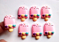 3/6/12 pcs Lollipop popsicle strawberry sprinkles candy cabochons NOT EDIBLE  - decoden - jewellery - food cabs supplies crafts scrapbooking : Strawberry ice lollys with sprinkles Perfect for ring blanks, jewellery pendants, decoden creations, card making
