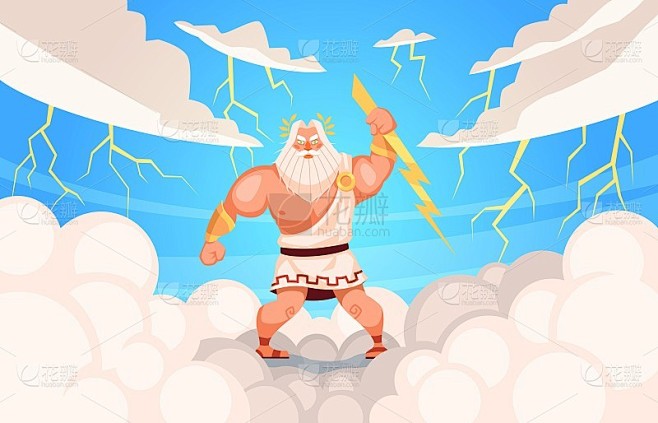 宙斯的形象。古代主要神话中的万神殿之神，希腊人物在奥林匹斯山上，力量和力量的化身。古色古香的宗教者，