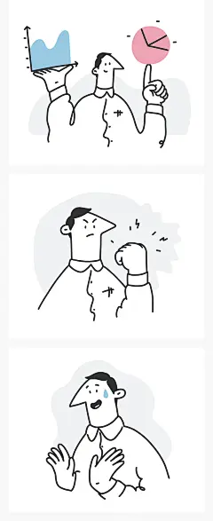 卡通艺术线性人物办公思考努力读书数据元素UI界面插画AI矢量素材-淘宝网