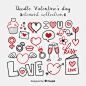 Hand drawn valentines day element collection