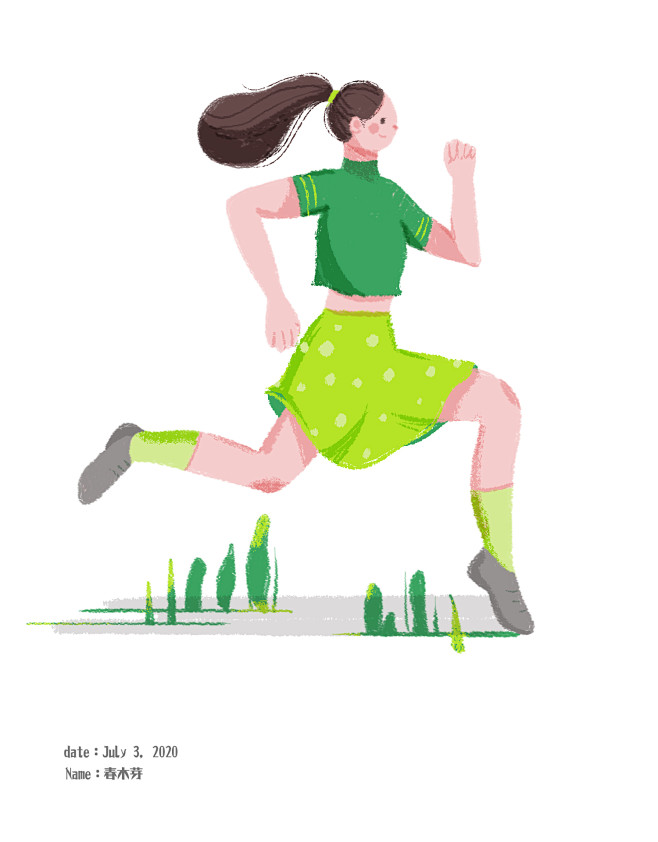 小清新女孩瑜伽插画