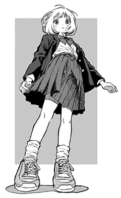 少女黑白线稿，动漫插画参考イヌ-三个设计师