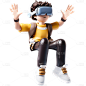 通用卡通3D男孩VR眼镜科技人物贴纸