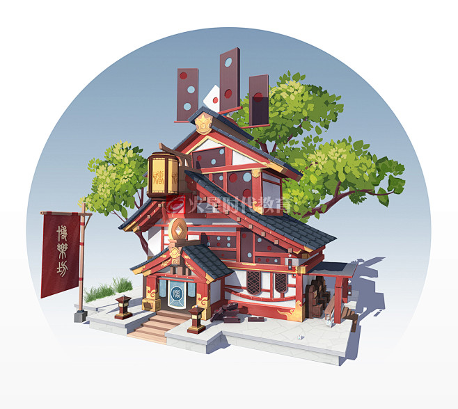 【火星时代教育】游戏场景单体建筑、原画设...