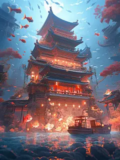 古风插画｜海底宫殿 - 小红书