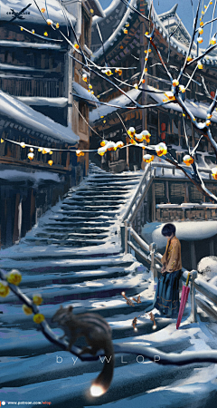 赤橙Hz采集到Artist-wlop/氛围/笔触