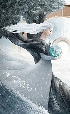 百雀羚节气-大寒-希望女神