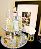 Two tier cake stand turned perfume stand from Target. Love it!: 
