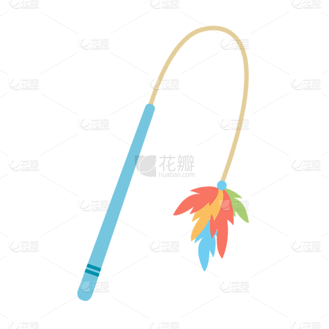 ICON-扁平宠物行业贴纸-逗猫棒