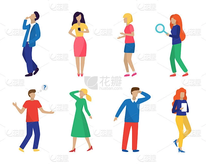 Cartoon Color Characters People Searching Concept.图片_其他图片图片素材-花瓣网
